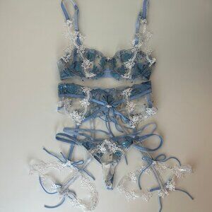For Love and Lemons Zoeva Underwire Bra, Garter, Panty SET